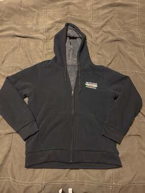 Estes Park Colorado Embroidered Sherpa Lined Zip-Up Hoodie Black Large
